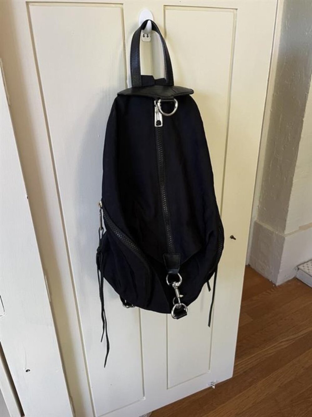 Rebecca Minkoff Small Julian Washed Nylon Backpack in Black